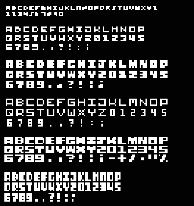 a set of pixel fonts